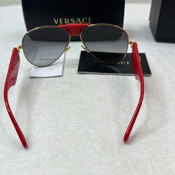 VERSACE NWT UNISEX RED GOLD MEDUSA SUNGLASSES WITH CASE BOX AND BOOKLET - Picture 9 of 16